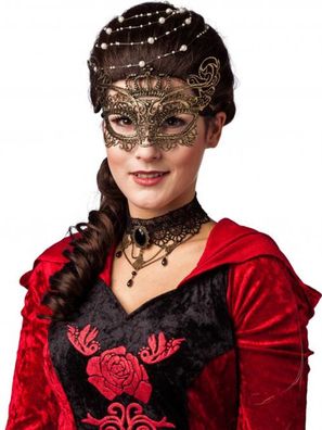 Spitzenmaske Augenmaske Krone gold Orlob