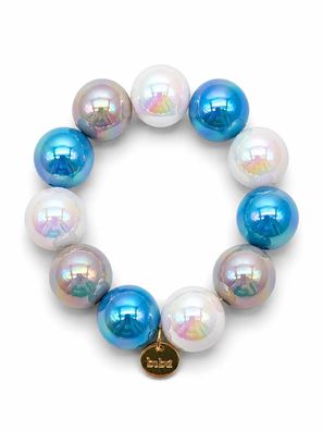 Armband elastisch Space Beads 2,0 Cm Blau Creme Farben Biba