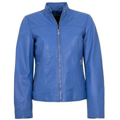 Jilani Collection - Damen Lederjacke Lammnappa blau