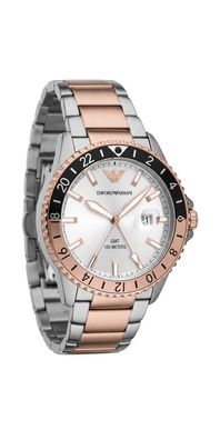 Emporio Armani AR11591 World Explorer Diver GMT Herrenuhr Bicolor
