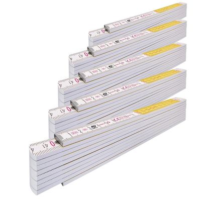 5x Stabila Gliedermaßstab 2 m Holz Type 417 Weiß/Gelb im Set