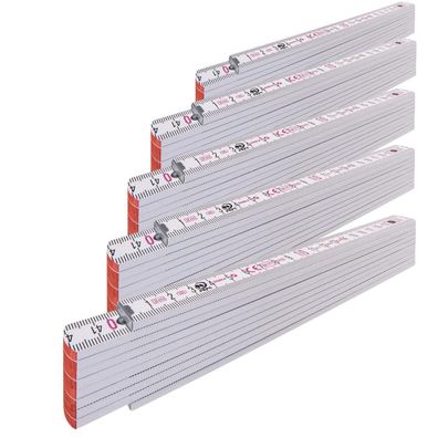 5x Stabila Gliedermaßstab 2 m Holz Type 1707 Weiß im Set