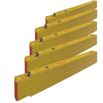5x Stabila Gliedermaßstab 2 m Holz Type 707 Gelb im Set