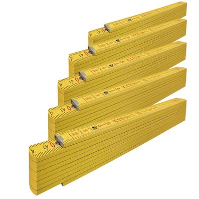 5x Stabila Gliedermaßstab 2 m Holz Type 407 Gelb im Set