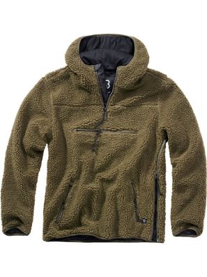 Brandit Hoody / Sweatshirt Teddyfleece Worker Pullover in Olive