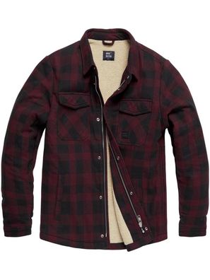 Vintage Industries Holzfällerjacke Craft Heavyweight Sherpa Burgundy Check