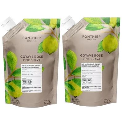 Ponthier Guave Fruchtpüree 2x 1kg Premium Guavenpüree 90 % Frucht aus Madagaskar