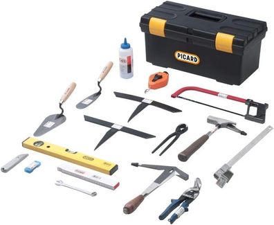 PICARD Starter Set Dach 1 Dachdecker Werkzeugkoffer 18-teilig mit Schieferhammer