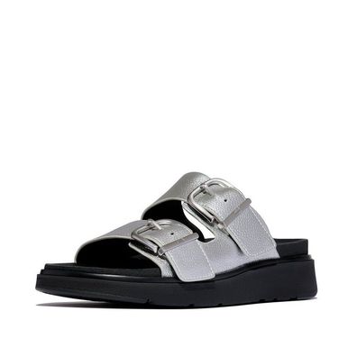 FitFlop Damen Sandalen Gen-FF Buckle Tumbled-Leather Two-Bar Slides A2T