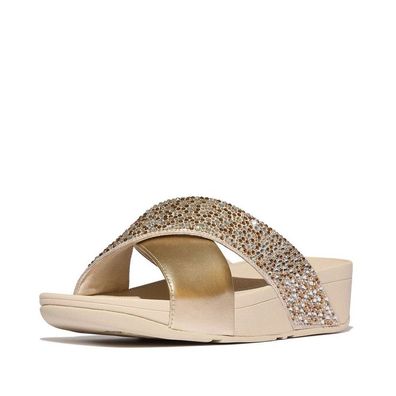 FitFlop Damen Sandalen Lulu Crystal-Mix Metallic Cross Slides A4K
