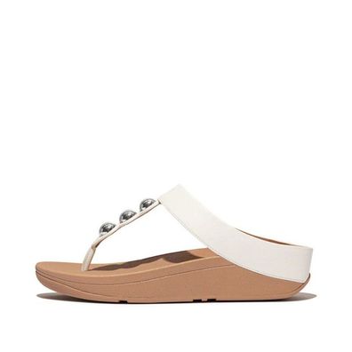 FitFlop Damen Flip Flops Fino Mirror-Dome Leather Toe-Post Sandals HW8