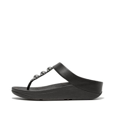 FitFlop Damen Flip Flops Fino Mirror-Dome Leather Toe-Post Sandals HW8