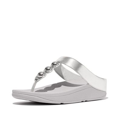FitFlop Damen Flip Flops Fino Mirror-Dome Metallic-Leather Toe-Post Sandals II2