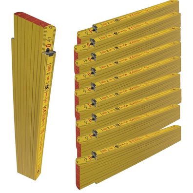 10x Stabila Gliedermaßstab 2 m Holz Type 707 Gelb im Set