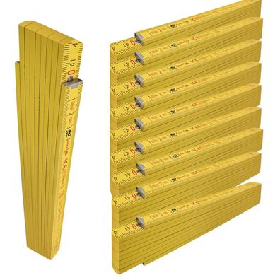 10x Stabila Gliedermaßstab 2 m Holz Type 407 Gelb im Set