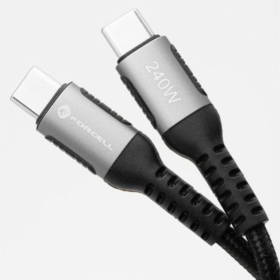 Forcell Ladekabel USB-C auf USB-C F-Energy C263 0,25 m 240W 5A Schwarz
