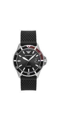 Emporio Armani AR11341 Herrenuhr Quarz mit schwarzem Silikonarmband
