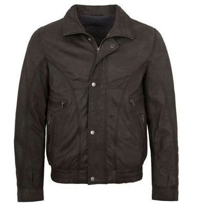 MADDOX - Herren Echtleder Lederjacke Blouson Lammnubuk dunkelbraun antik