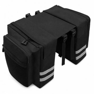 Fahrradtasche Schwarz – Doppelte Fahrradtasche mit Seitentaschen, Reißverschluss