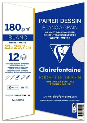 Clairefontaine Zeichenpapier Körn A4 180g 12Bl+3Bl