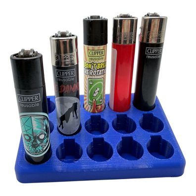 Clipper Feuerzeug Display 15er Ständer Halter Blau 3D Druck PETG
