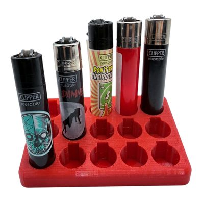 Clipper Feuerzeug Display 15er Ständer Halter Rot 3D Druck PETG
