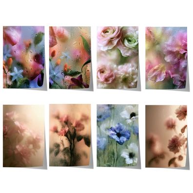 Blumen Poster · Geschenkidee · Ranunkeln Blumen beschlagenes Glas · Dekoprint