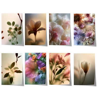 Blumen Poster · Blumen hinter beschlagenem Glas Natur Fotografie · Dekoprint
