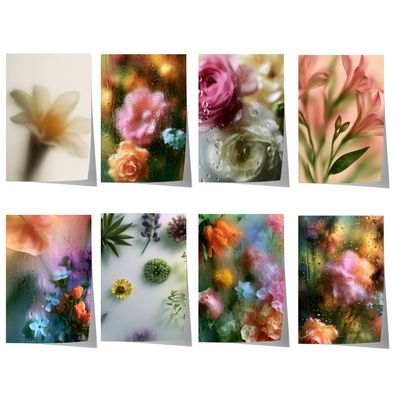 Blumen Poster · Blumen hinter Glas · Dekoprint ohne Rahmen