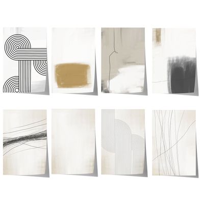 Abstrakte Linien Poster · Geschenkidee · Minimalistische Line Art in Beige, S