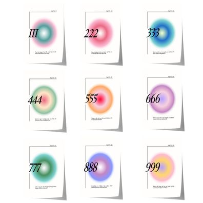 Engelszahlen Poster · Geschenkidee · Spirituelle Zahlenkunst mit Aura Farben