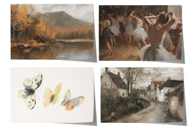 Moderne Vintage Kunst Poster · Geschenkidee · Landschaft Ballett Schmetterlin