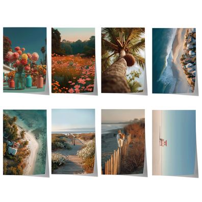 Tropen Poster · Geschenkidee · Palmen Blumen Strandlandschaften · Dekoprint o