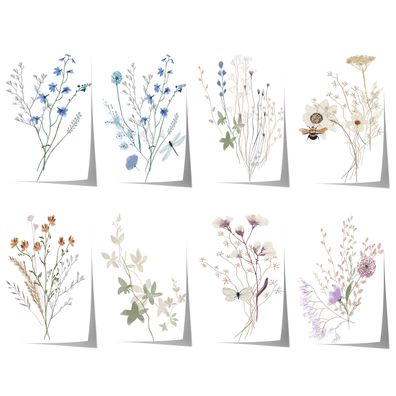 Wildblumen Poster · Geschenkidee · Zarte botanische Blumen mit blauen Blüten