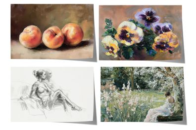 Moderne Vintage Kunst Poster · Geschenkidee · Stillleben Blumen Figuren Impre