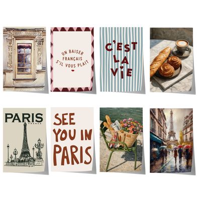Paris Poster · Geschenkidee · Eiffelturm Café Vintage Stadtillustration · Dek
