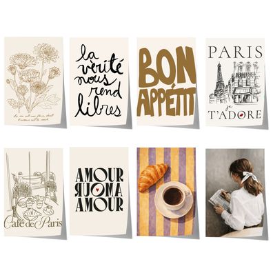 Paris Poster · Geschenkidee · Französische Typografie Café Eiffelturm Illustr