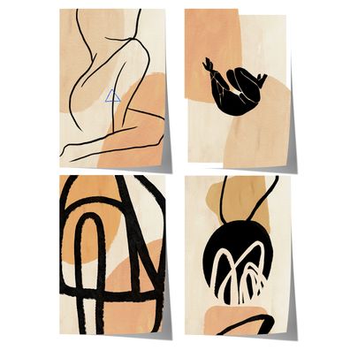 Körperkunst Poster · Geschenkidee · Line Art, Weibliche Silhouetten und Beige