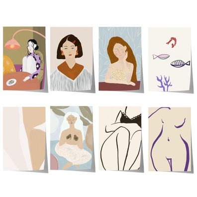 Feminine Porträt Poster · Geschenkidee · Feminine Figuren Körperkunst Maritim