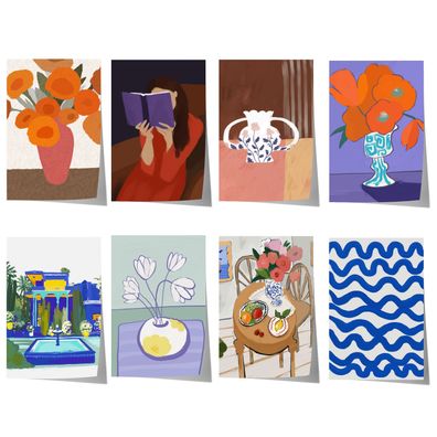 Blumen Poster · Geschenkidee · Bunte Blumenvasen, Stillleben und Abstrakte We