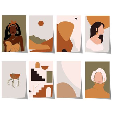 Boho Frauen Poster · Geschenkidee · Terrakotta, Minimalistische Figuren und A