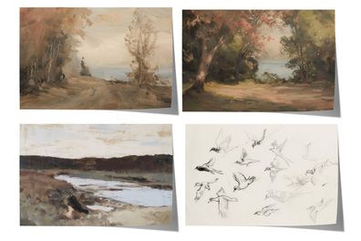 Moderne Vintage Landschaft Poster · Geschenkidee · Natur Flusslandschaften Do