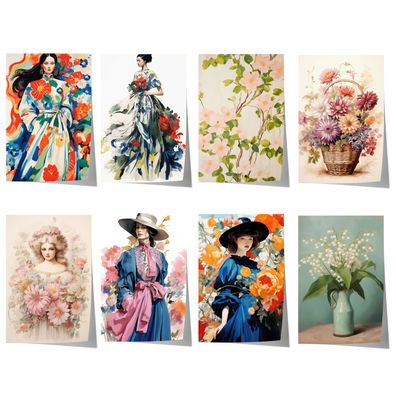 Moderne Kunst Poster · Geschenkidee · Elegante Frau mit Blumenkleid und Farbe