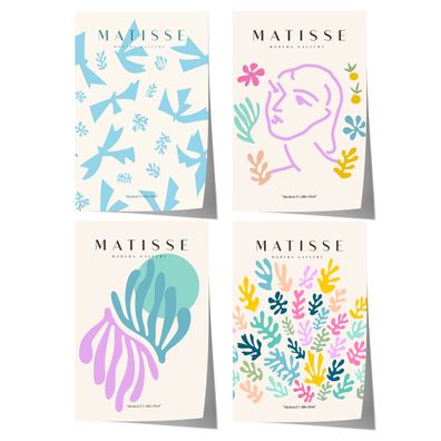 Matisse Poster · Geschenkidee · Abstrakte Scherenschnitte Frauenporträt Bunte