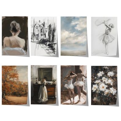 Moderne Vintage Kunst Poster · Geschenkidee · Ballett Landschaft Blumen Figur