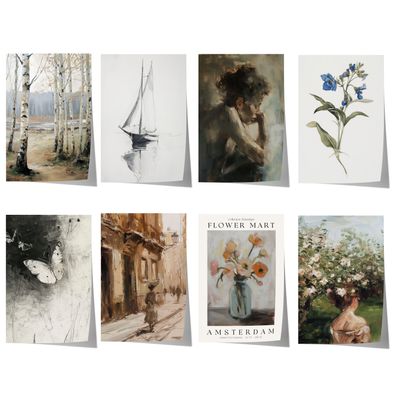 Moderne Vintage Kunst Poster · Geschenkidee · Wald Blumen Figuren Klassische