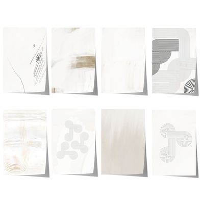 Abstrakte Linienkunst Poster · Geschenkidee · Minimalistische Beige Schwarz G