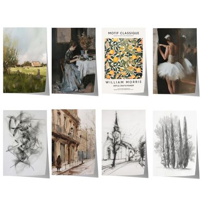 Moderne Vintage Kunst Poster · Geschenkidee · Figuren Architektur Landschaft
