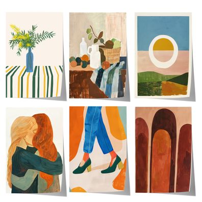 Abstrakte Blumen Poster · Geschenkidee · Moderne Vase, Stillleben und Geometr