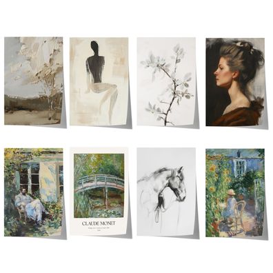 Vintage Kunst Poster · Geschenkidee · Frauenporträt Blumen Monet Impressionis